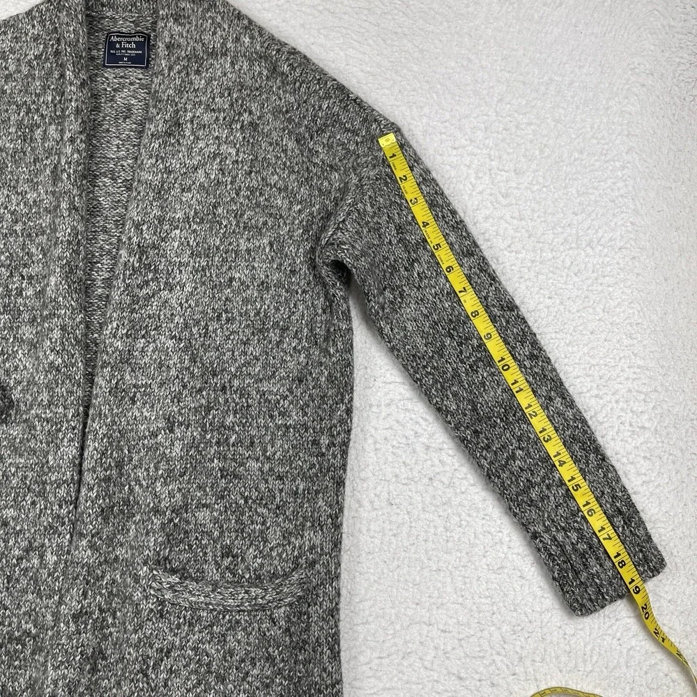 Abercrombie & Fitch Cardigan‎ Womens Medium Gray Marled Shawl Collar Open Front